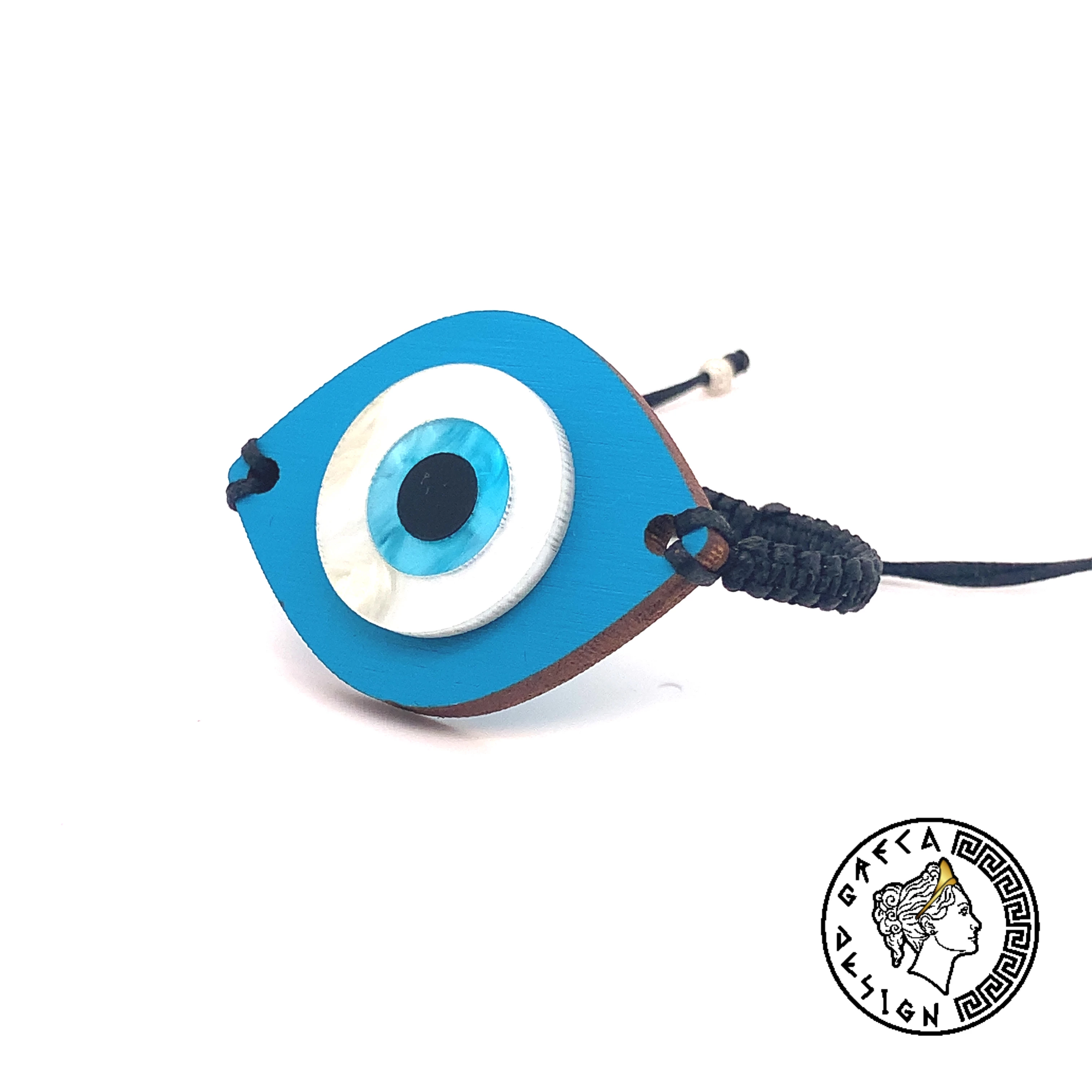 Greca Design Armband Auge Blau – Makramee