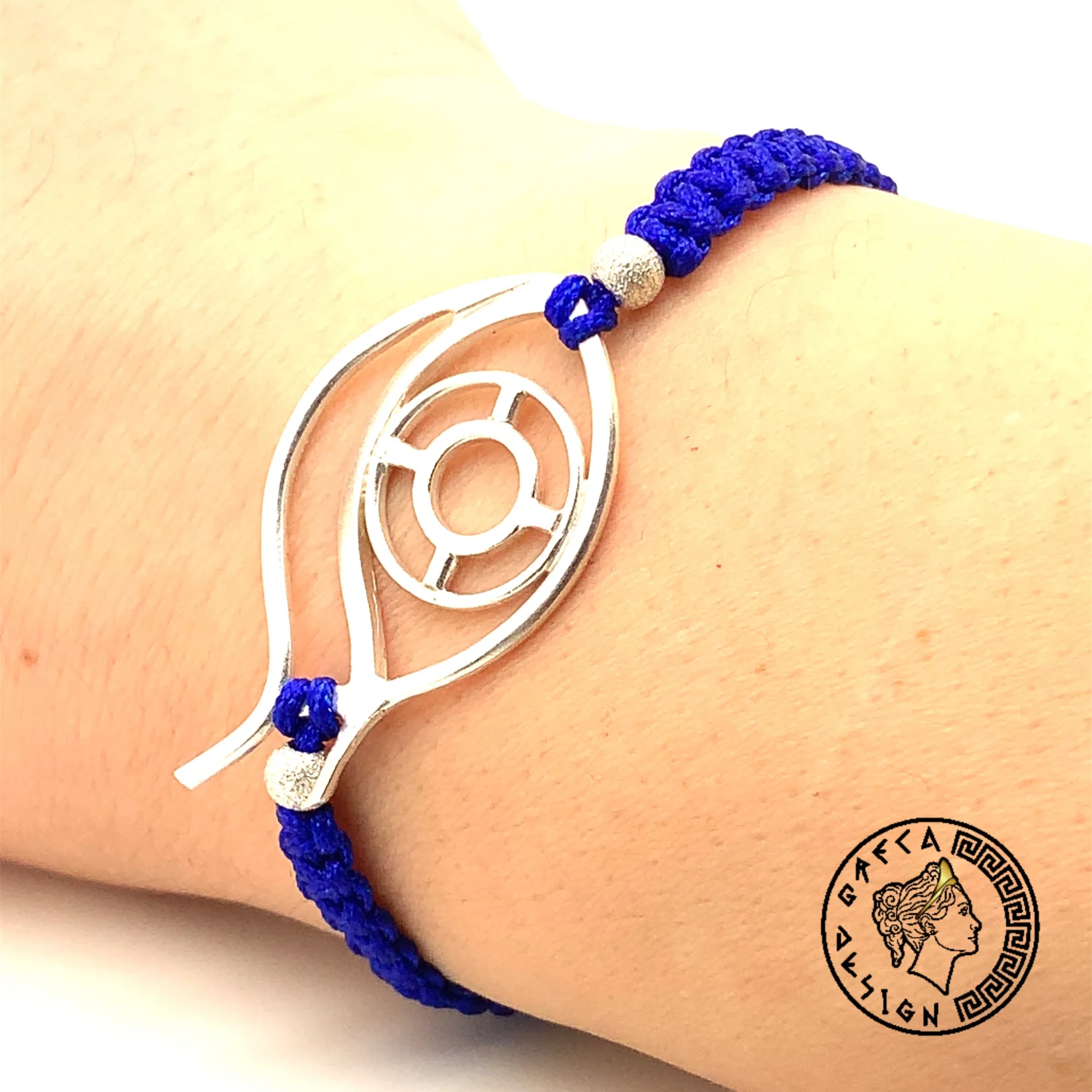 Greca Design Armband Auge – Blau