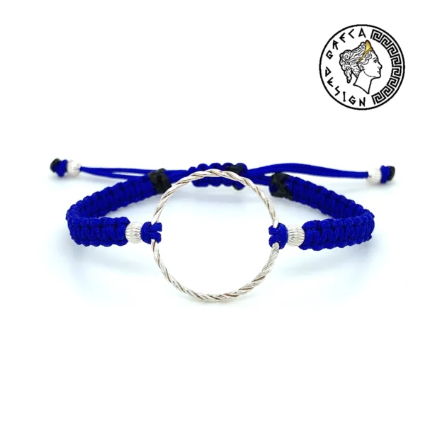 Greca Design Armband Silberring – Blau