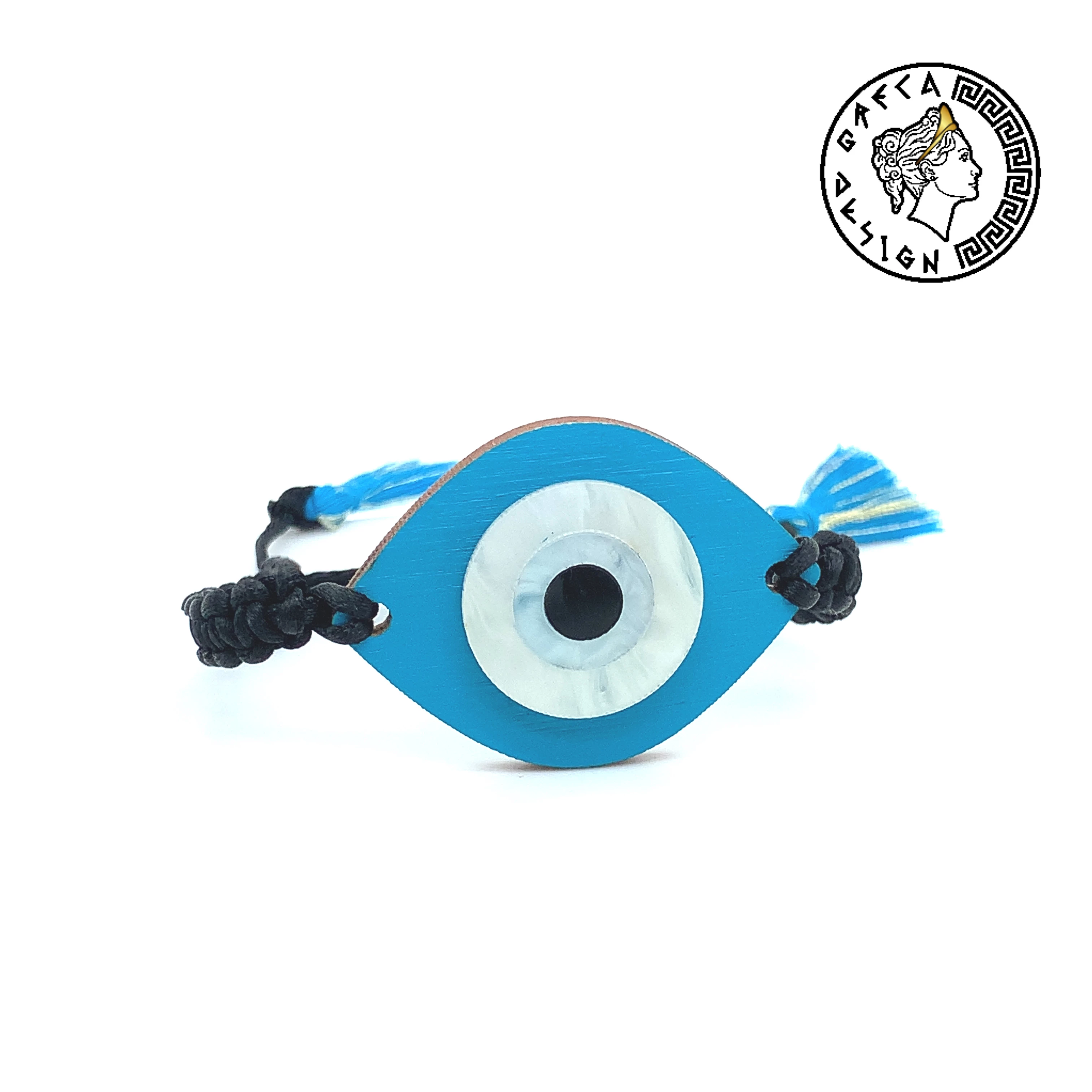 Greca Design Armband Auge Blau – Makramee