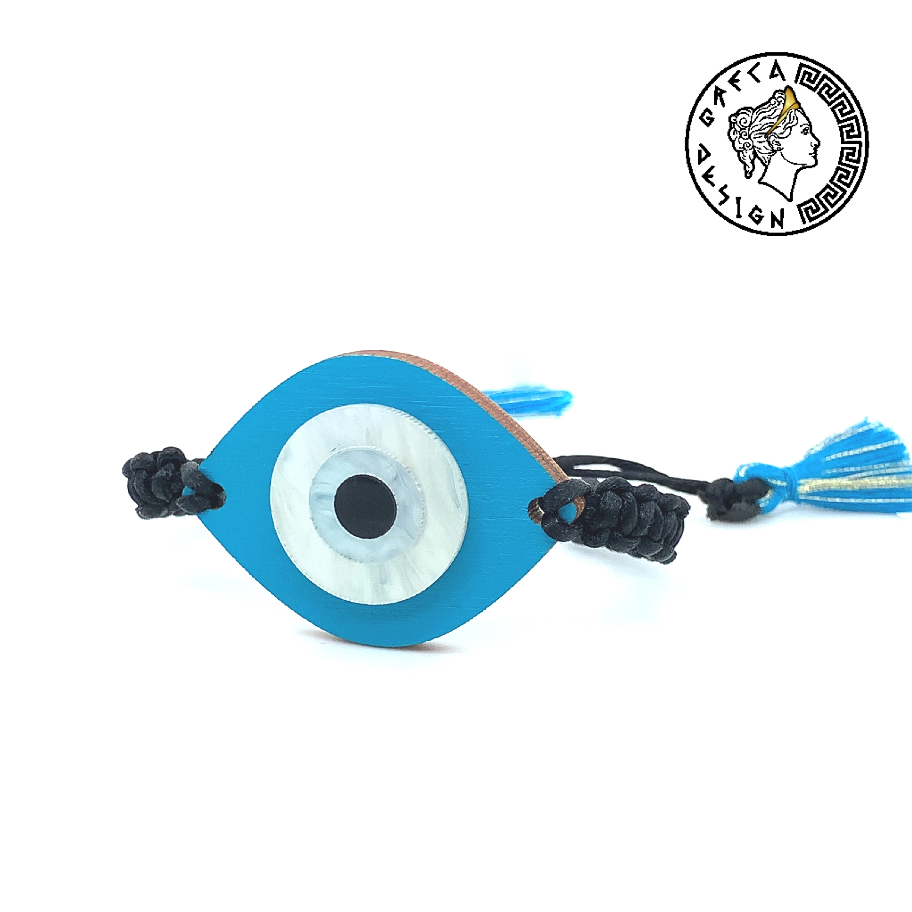 Greca Design Armband Auge Blau – Makramee