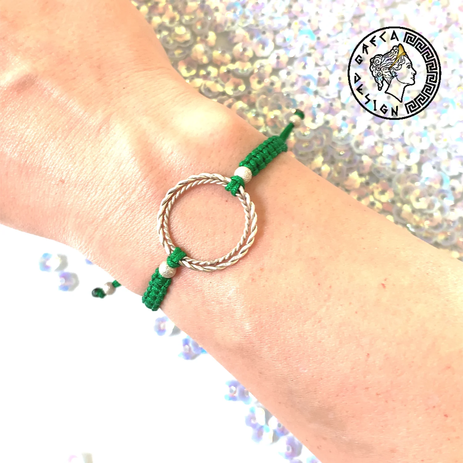 Greca Design Armband Kreis – Grün