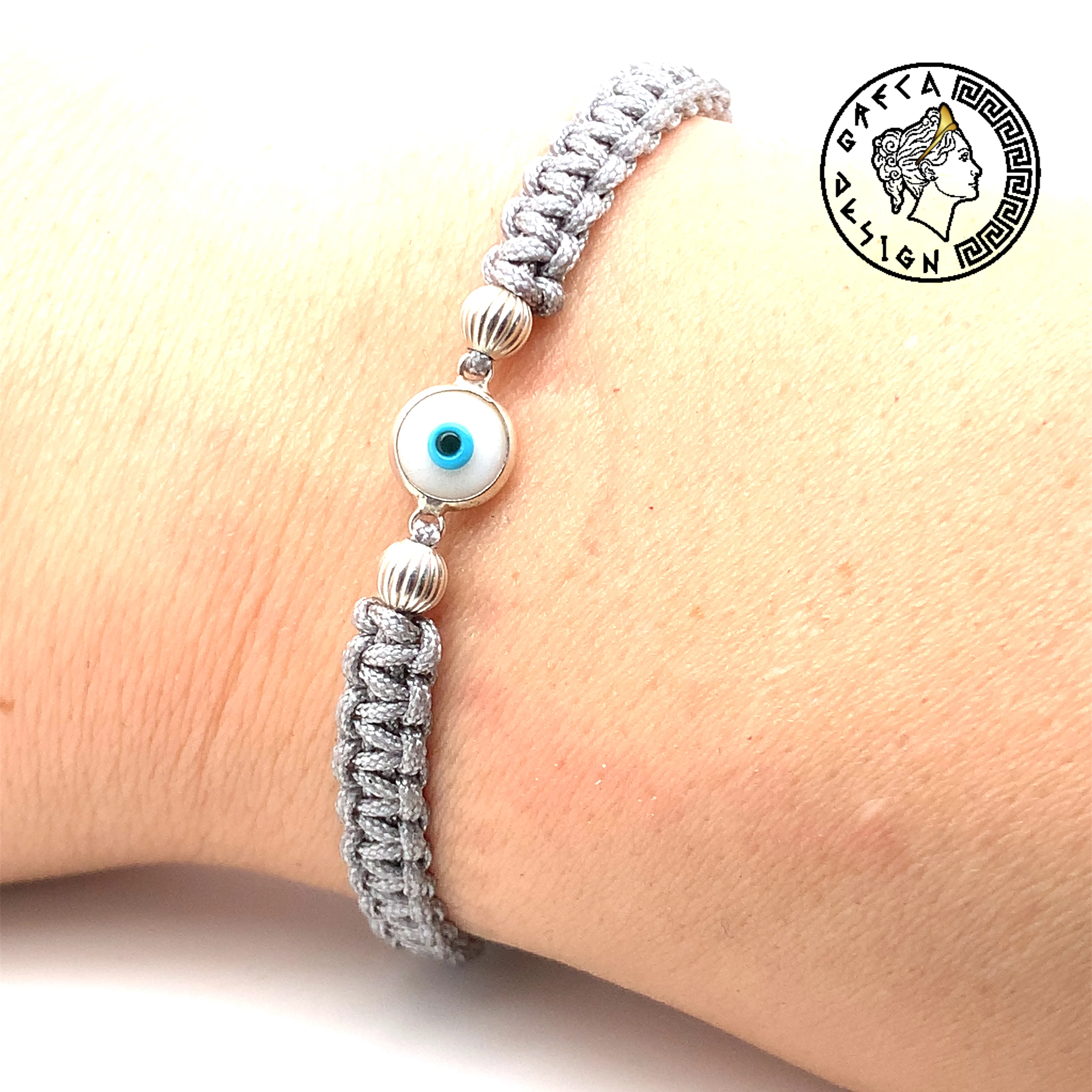 Greca Design Armband Auge – Hellgrau