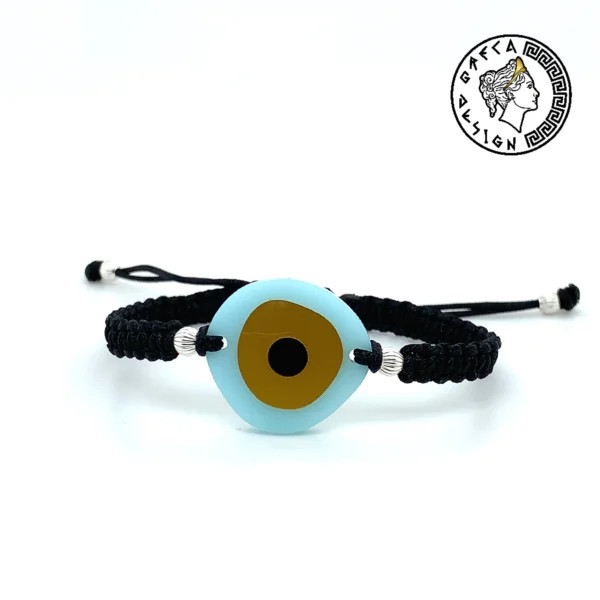 Greca Design Armband Auge – Hellblau & Goldbraun Unikat