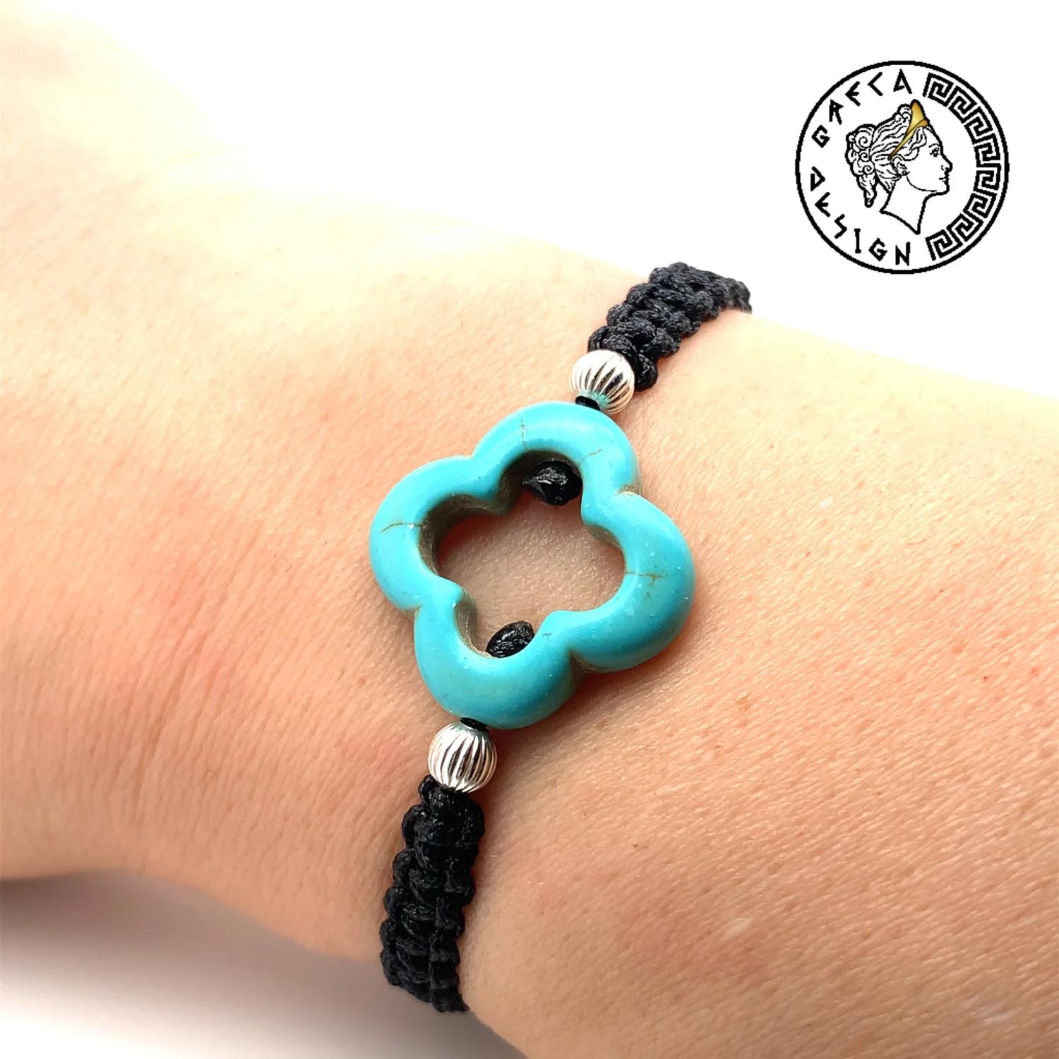 Greca Design Armband Archaisches Kreuz – Türkis