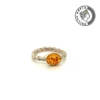 Greca Design Ring mit Bernstein