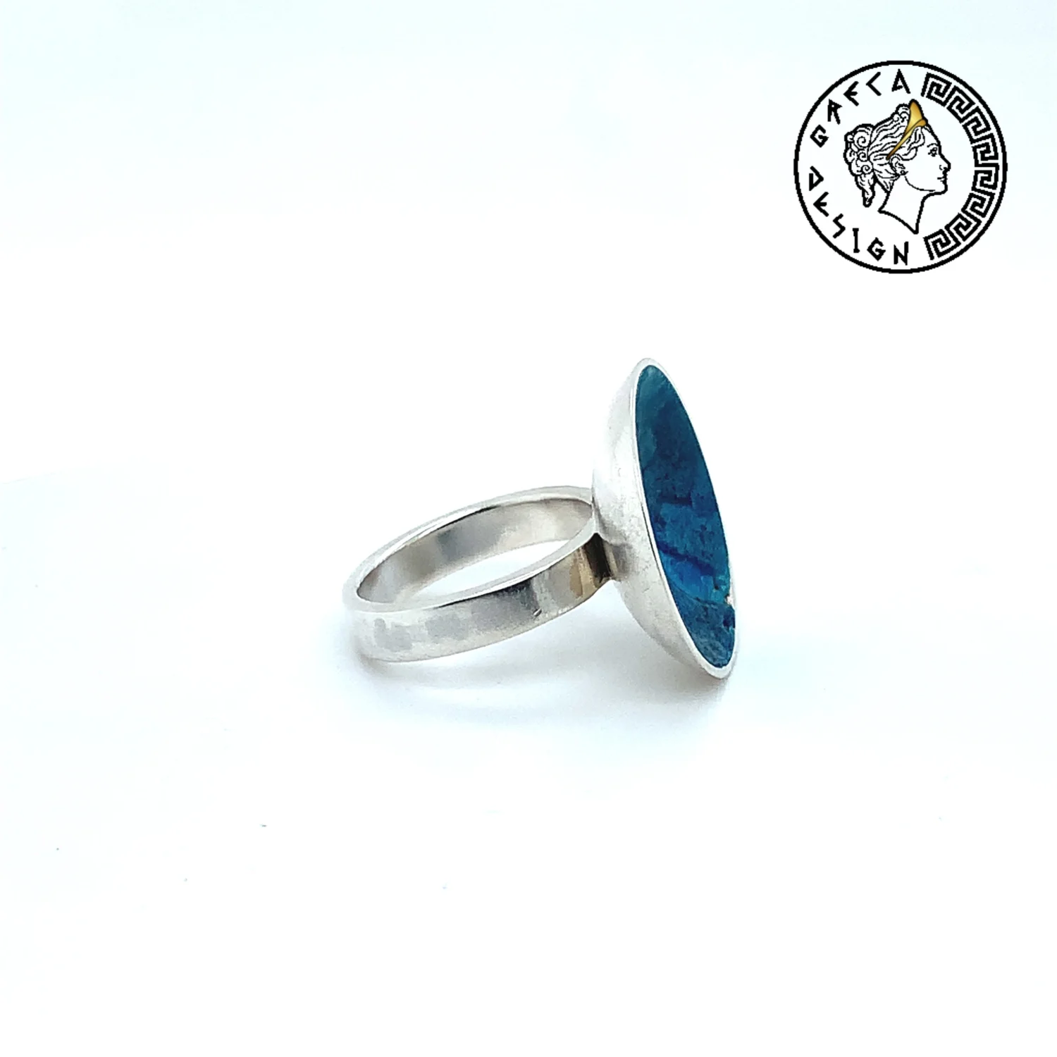 Greca Design Ring Türkis emailliert – Unikat
