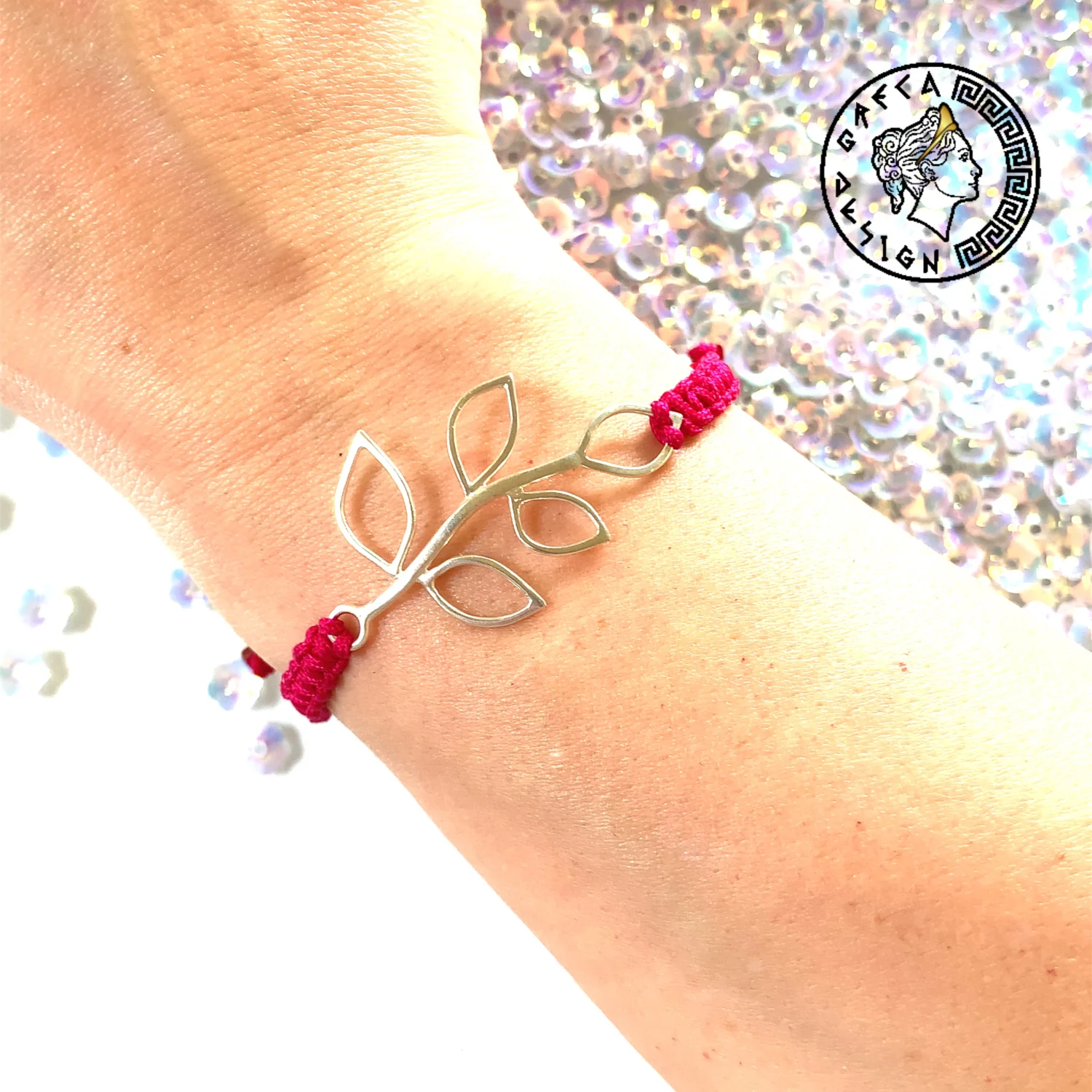 Greca Design Armband Blattmotiv – Pink