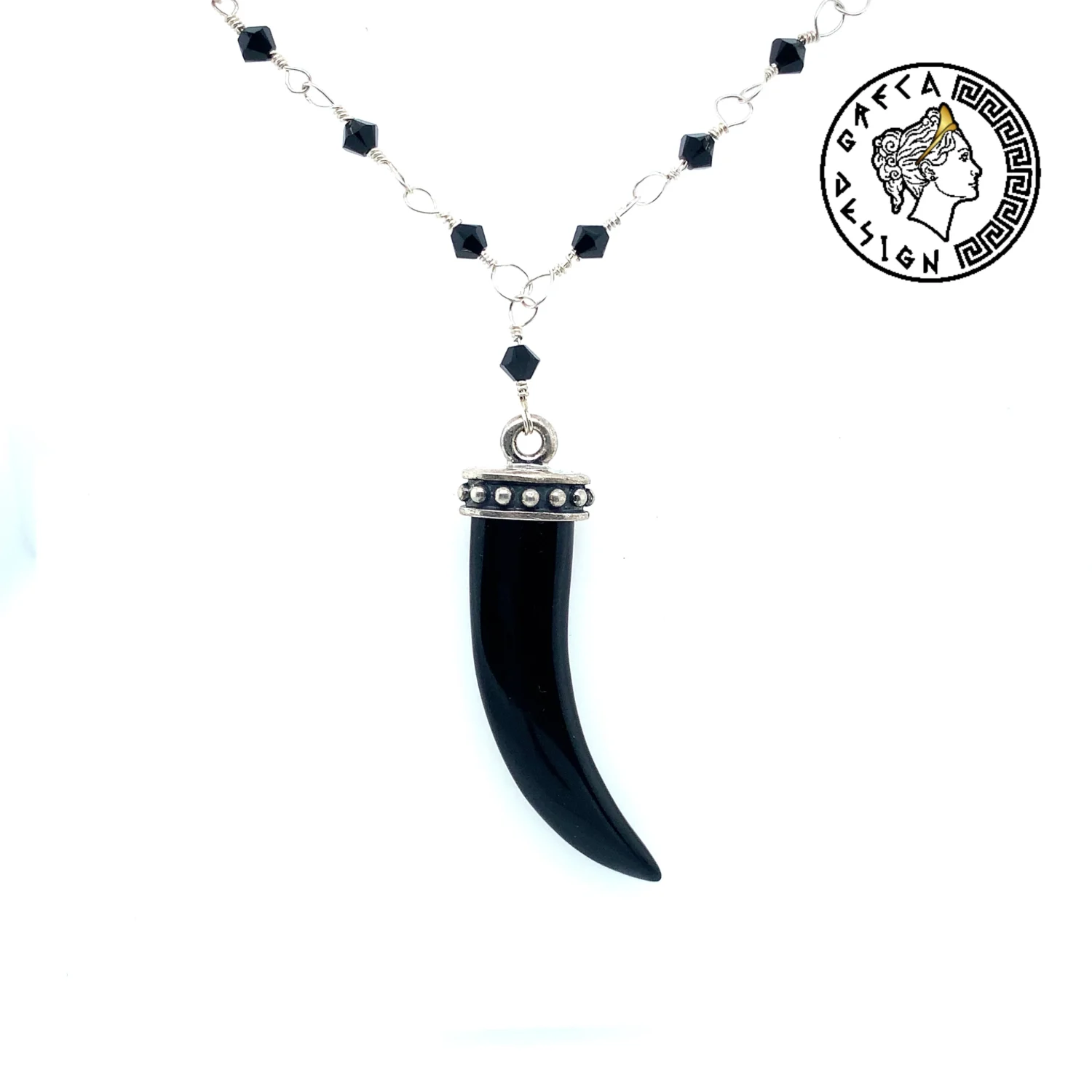 Greca Design Onyx Zahn Anhänger – Unikat