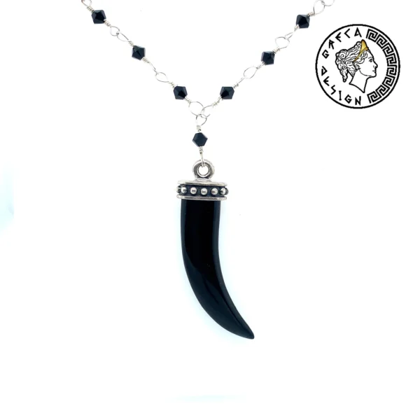 Greca Design Onyx Zahn Anhänger – Unikat