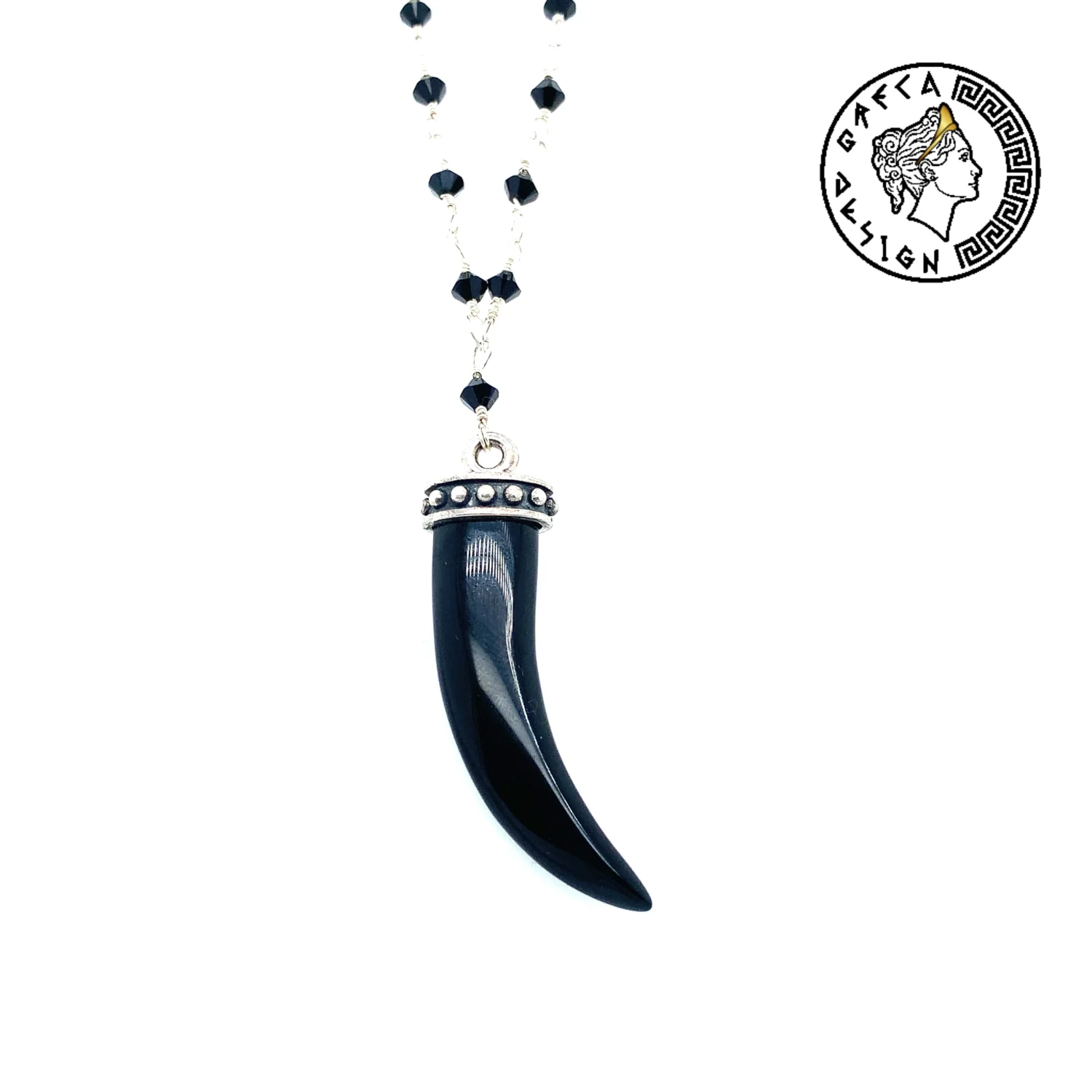 Greca Design Onyx Zahn Anhänger – Unikat