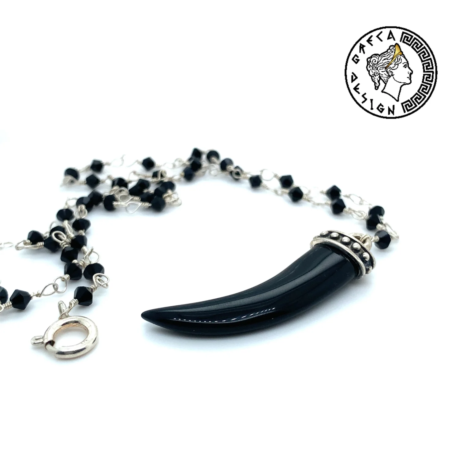 Greca Design Onyx Zahn Anhänger – Unikat