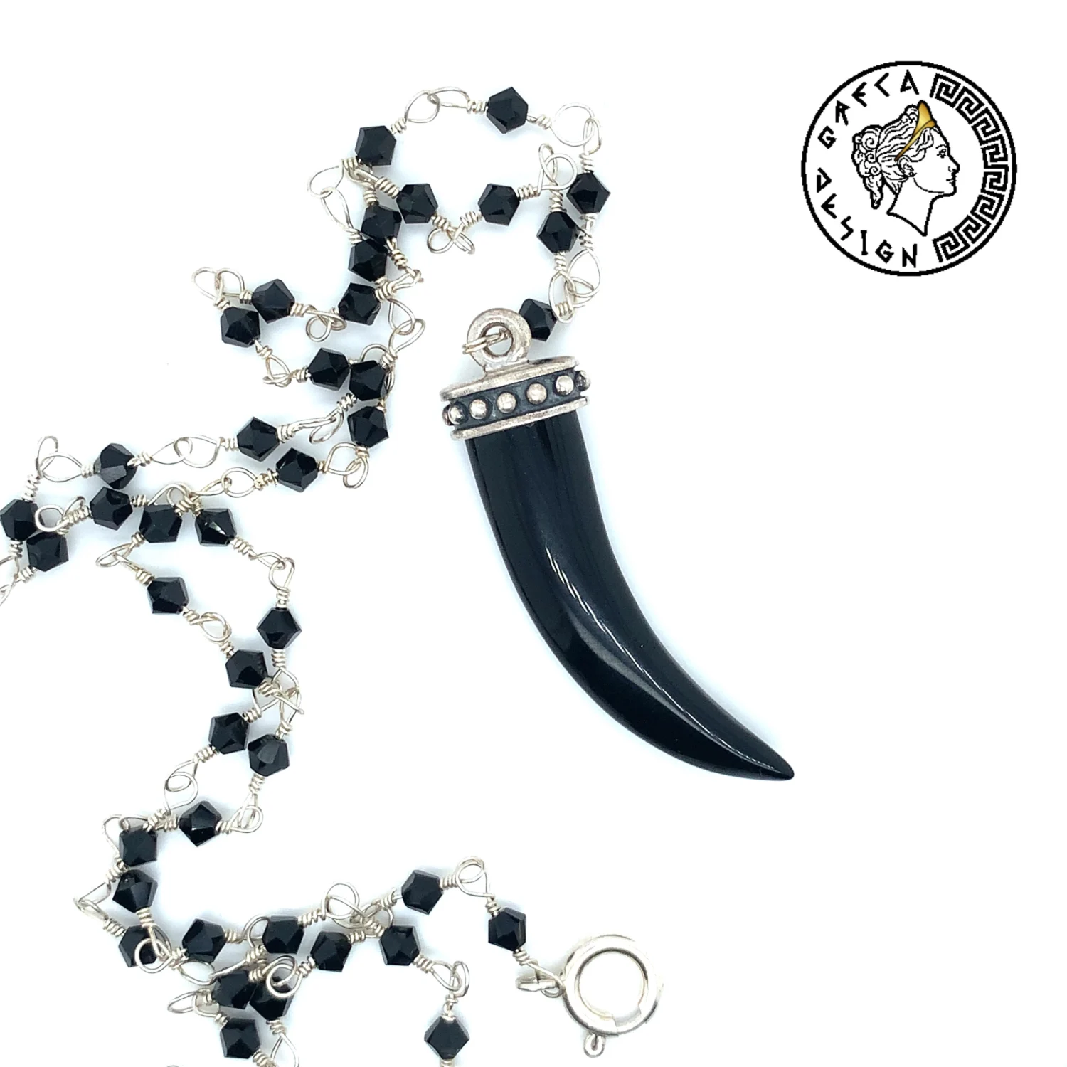 Greca Design Onyx Zahn Anhänger – Unikat
