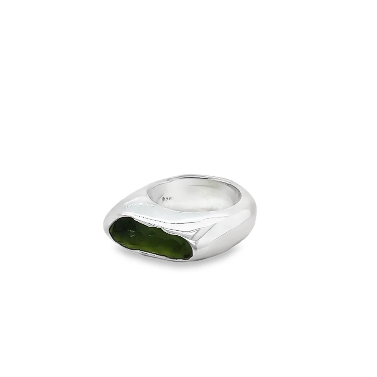Greca Design Ring Olivgrün emailliert – Unikat